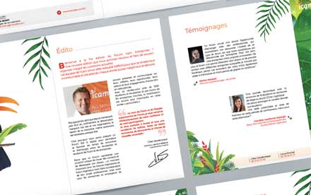 Réalisation du catalogue des entreprises particpant au 11ème forum Icam Entreprises.